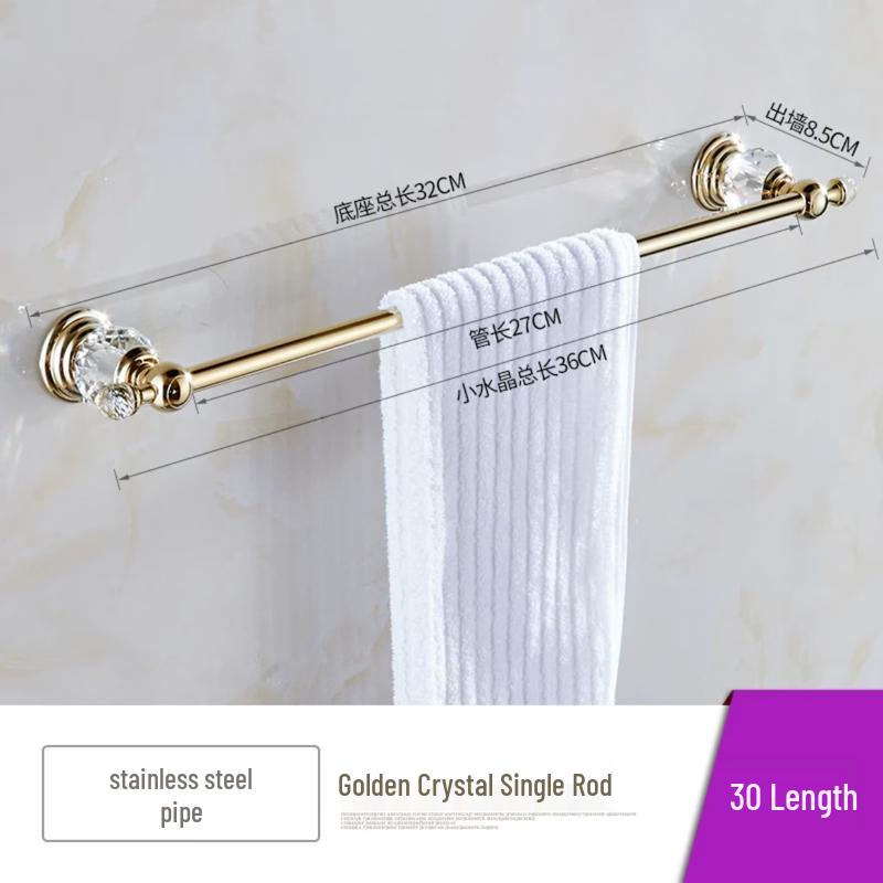 Yuzhu Luxury European Style Wall-Mounted Towel Bar with Crystal Accent