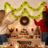 Light Green Christmas Tinsel Garland with Red Bows Xmas Tree Hanging Ornament Holiday Home Door Indoor Party Decoration Supplies