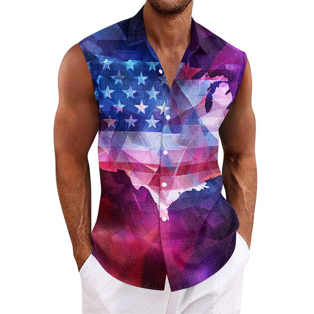 Męska hawajska koszula z klapami zapinana na guziki T-shirt top