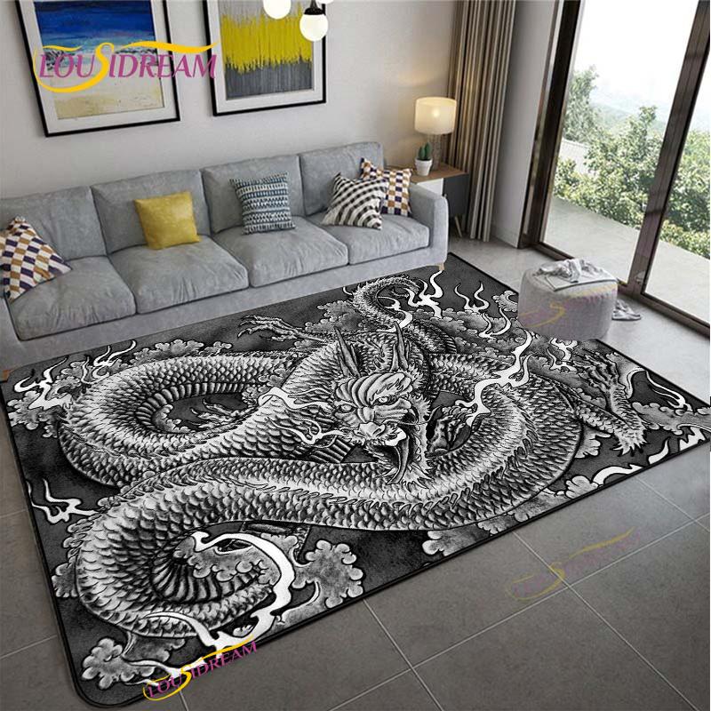 Alfombra Dragon and Tiger Fight Carpet Living Room Sofa Coffee Table Door Bedroom Rug Kitchen Kid Anti-slip Floor Mat Home Decor