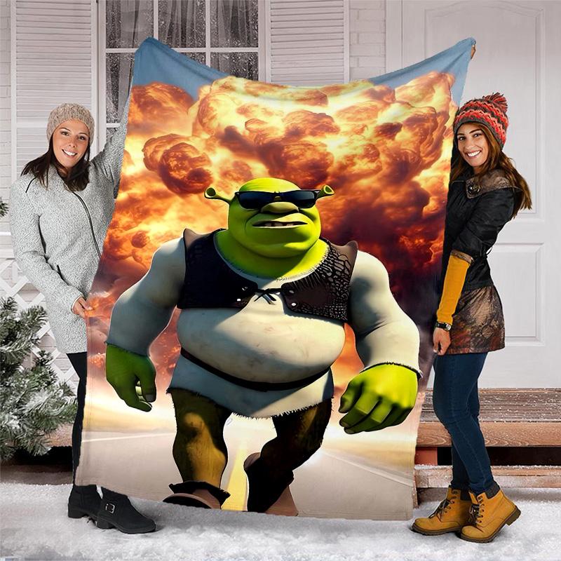 1pc Shrek2 Theme Blanket - Digital Print, Polyester, Cozy for All Seasons, Perfect for Outdoor, Camping, and Travel