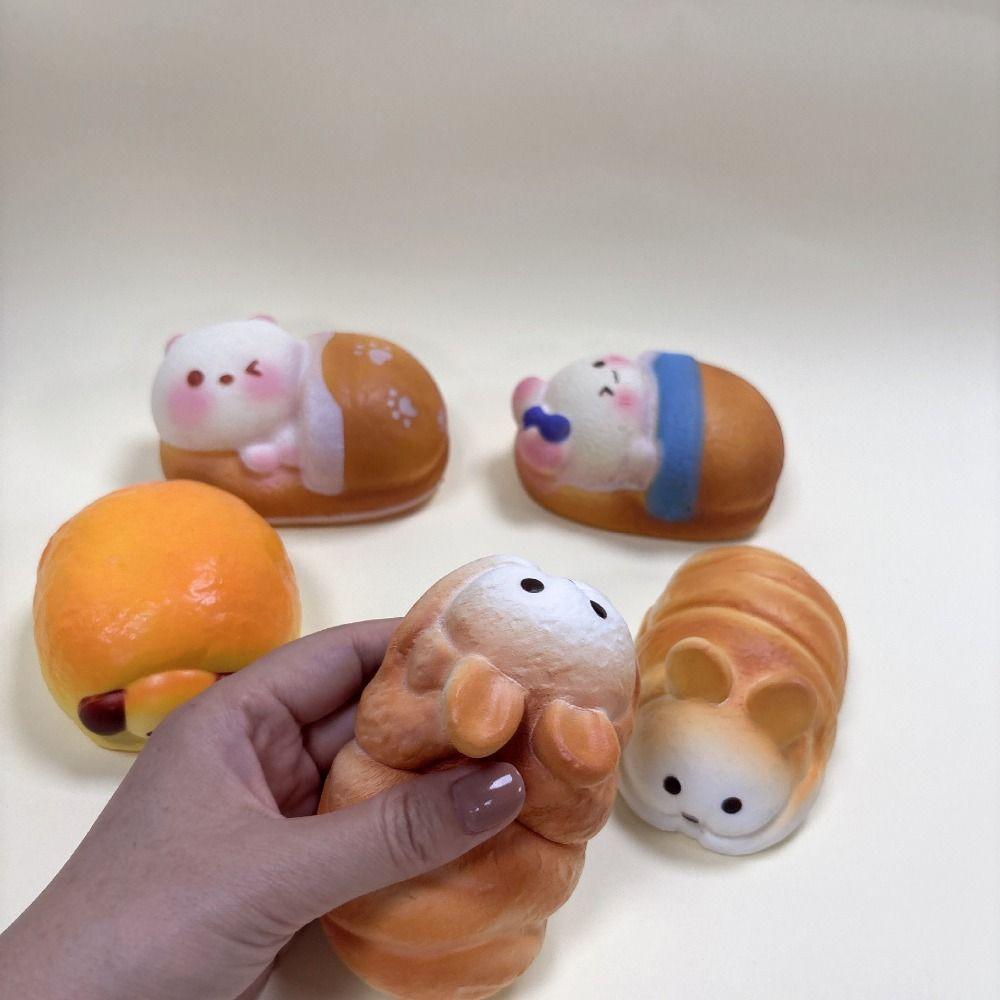 Creative Cartoon Bread Squeeze Squeezable Slow Rising Slow Back Bread Hand Relax Cute Cat Dog Pig Stress Relief Food
