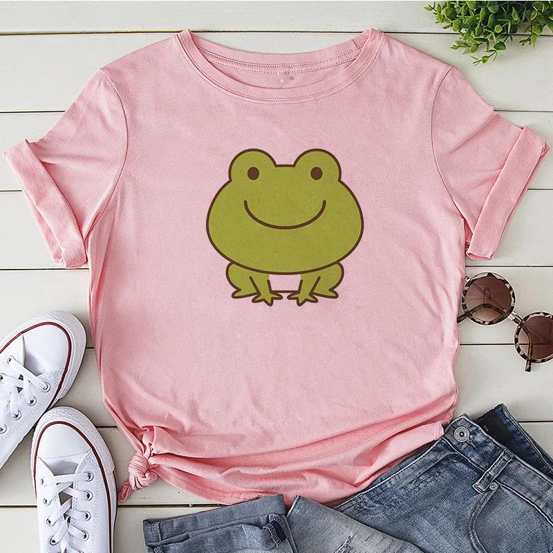 Womens Tshirt Hip Hop Street Wear Harajuku Short Sleeve Tshirt Cute Frog Printed Tshirt Summer Top