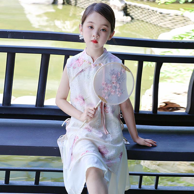 2026 New Summer Cheongsam: Girls' Chinese-Style Tang Suit Dress