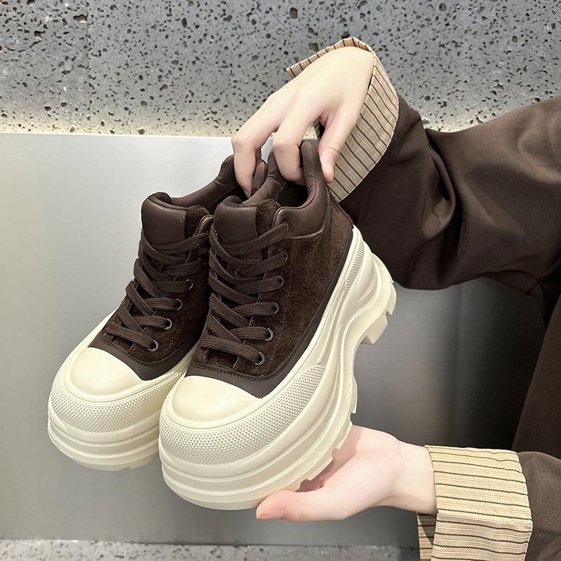 High Top Women's Shoes 2026 New Model with Sponge Heel Thick Sole Versatile and Plush Warm Casual Shoes for Women