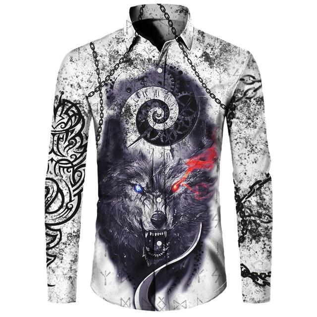 Мужские рубашки с 3D принтом Cool Wolf — фото 19