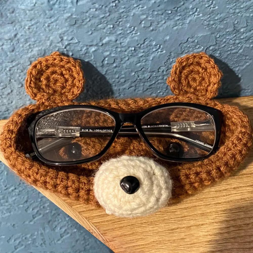 Handmade crochet Eyeglasses Holder Desktop Decoration Funny Eyeglass Tray Cartoon Cute Decorative Glasses Stand