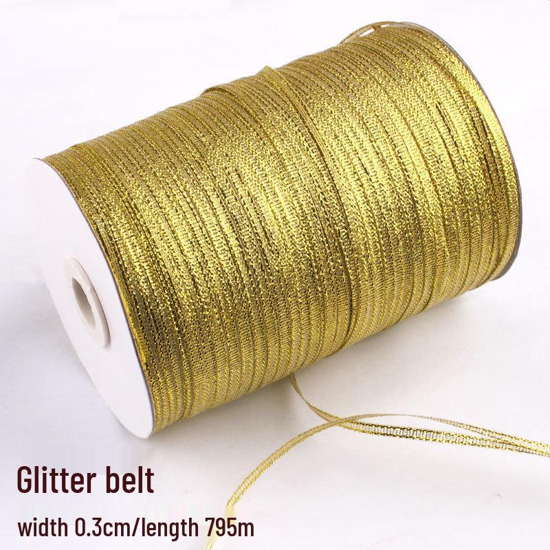 Satin Ribbon with Silver and Gold Glitter for Cake Decoration and Packaging