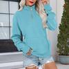 Women's Loose Fit Zip Up Sweatshirt Color Round Neck Long Sleeve Top