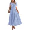 Women's V-neck Pull-out Puffy Sleeve Short Sleeve Dress