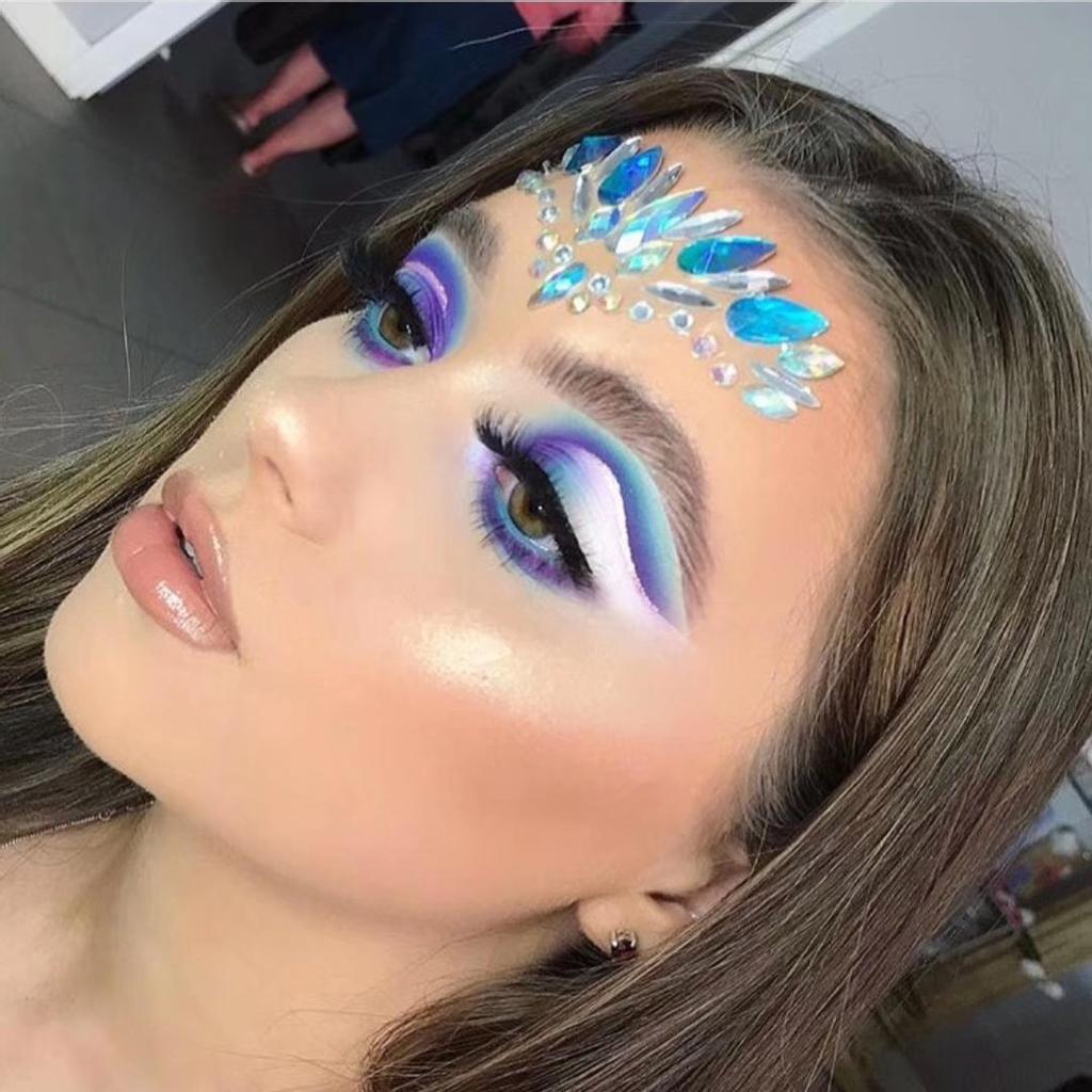 1PC Maskerade Glänzendes Gesicht Dekoration 3D Kristall Aufkleber Musik Festival Trendy Glänzende Acryl Bohrer Aufkleber Temporäre Tattoo Aufkleber