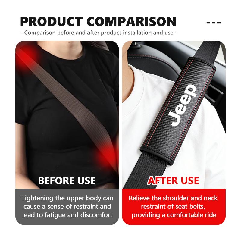For Jeep Car Seat Belt Cover Shoulder Strap Pad Auto Accessories Grand Cherokee Wrangler JK Renegade Gladiator Compass AKN1