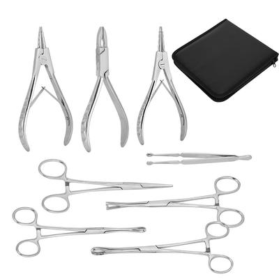 8 Stück Professionelles Edelstahl Bodypiercing Instrumente Set Werkzeuge Körperkunst