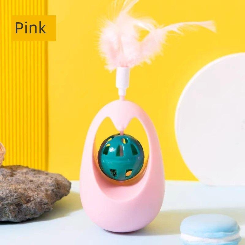 

Cat Toy Tumbler Funny Cat Food Dropping Ball Cat Turntable Cat Teaser Self-Hi Relieving Stuffy Scratch-Resistant Handy Gadget Pet Supplies Bell tumbler-pink