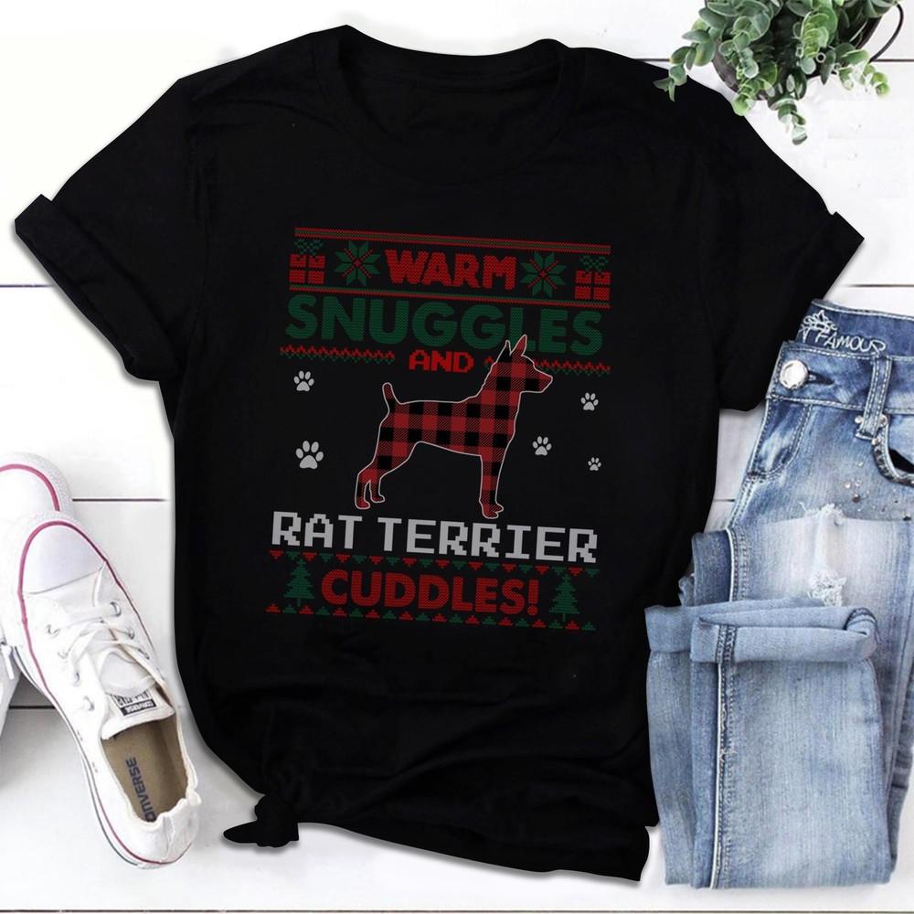 

Rat Terrier Christmas Pajama Shirt Ugly Christmas T-shirt Tops Tee S