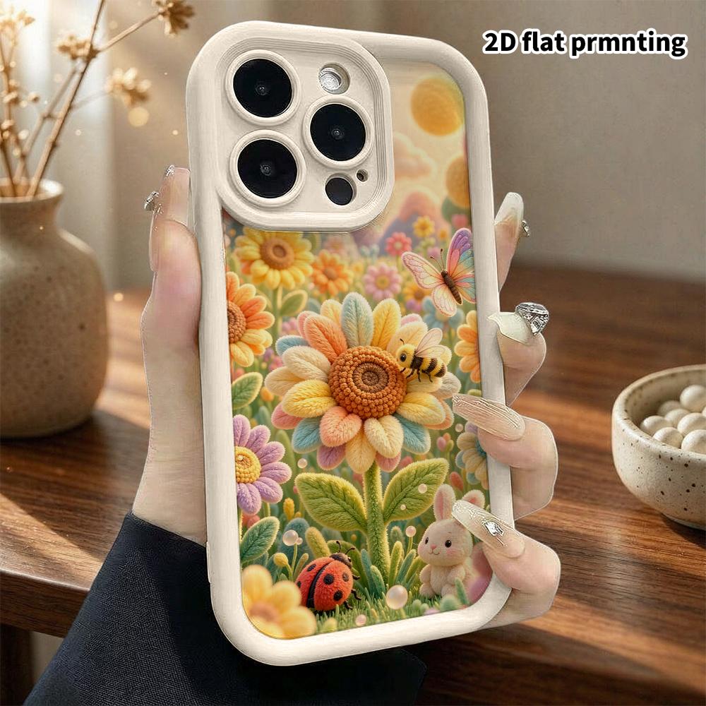 Telefonkasten: 2D flach, geeignet für iPhone 18 17 16 15 14 13 12Pro Schutzhülle, Sonnenblumenfeld, perfektes Weihnachts- und Halloween-Geschenk