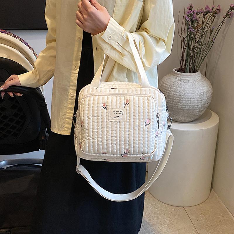 Mama Tasche Niedlicher Bestickter Bär Blume Handtasche Schultertaschen Tragbar Große Kapazität Aufbewahrung Umhängetasche