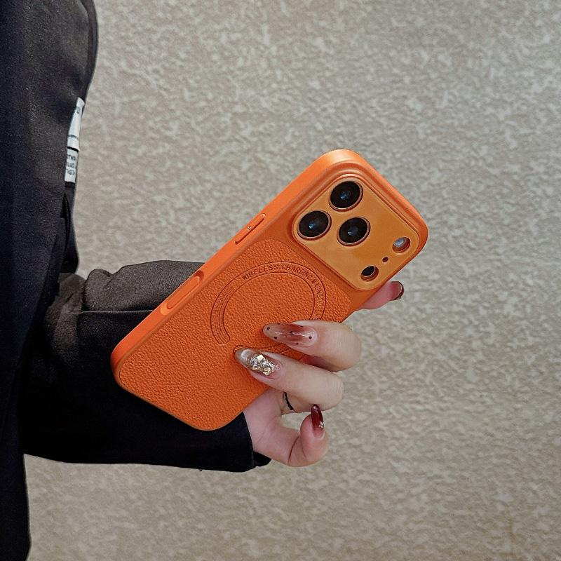 For MagSafe Solid Color Frame Artificial Leather Magnetic Phone Case For iPhone 17 Pro Max 15 13 14 16 Pro Max Bumper Back Cover