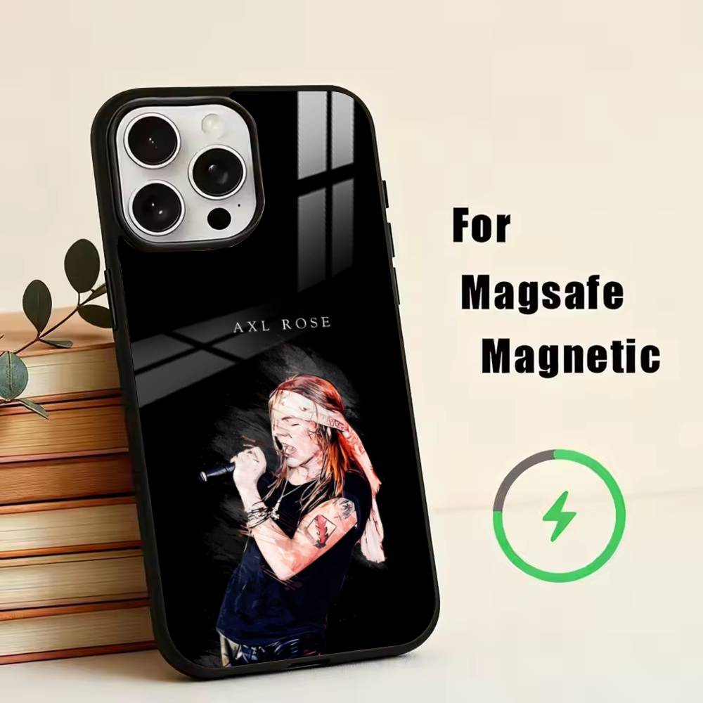 Band G-Guns N' Roses Phone Case For Magsafe Wireless Charging For iPhone17,16,15,14,13,12,11 Plus,Pro Magnetic