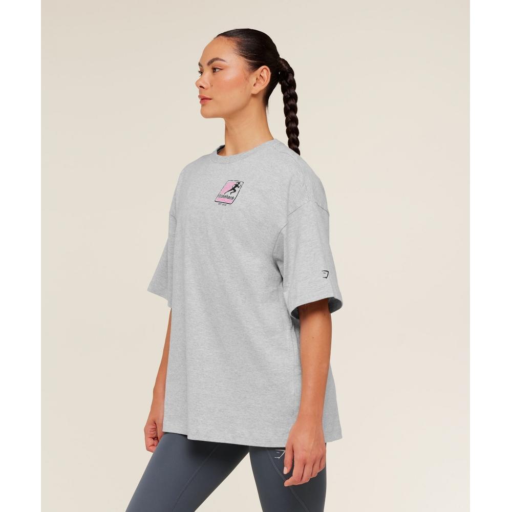 Gymshark Run Club Graphic ShorT Sleeve T shirT lighT Grey B6b6a Gbcn