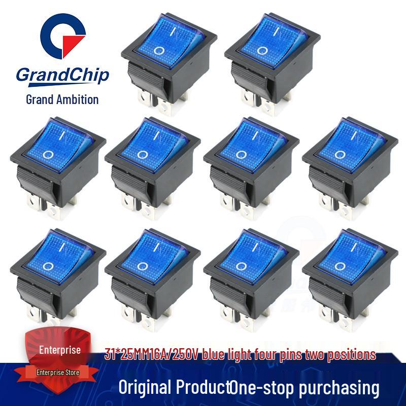 KCD4 High Power Boat Rocker Switch, 4/6 Pin, Red/Green Light, 31x25mm, 16A 250V