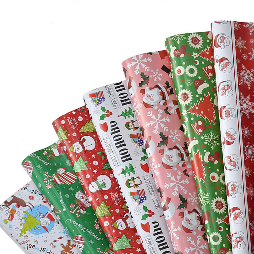 Christmas Rolled Wrapping Paper Value Pack - Gift Wrap Rolls,Square Feet Total,Nutcracker, Candy Cane, Stockings Pack Of 8 Christmas Rolled Wrapping