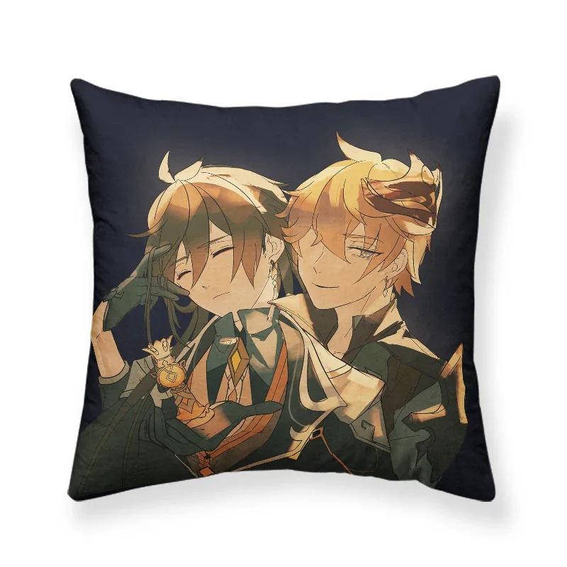 

Cartoon Two-dimensional Yuanshen Cushion Cover Sofa Chair Bedroom Home Decor Party Wedding Kawaii Pink Anime Body Pillowcase 30x30cm бордовий