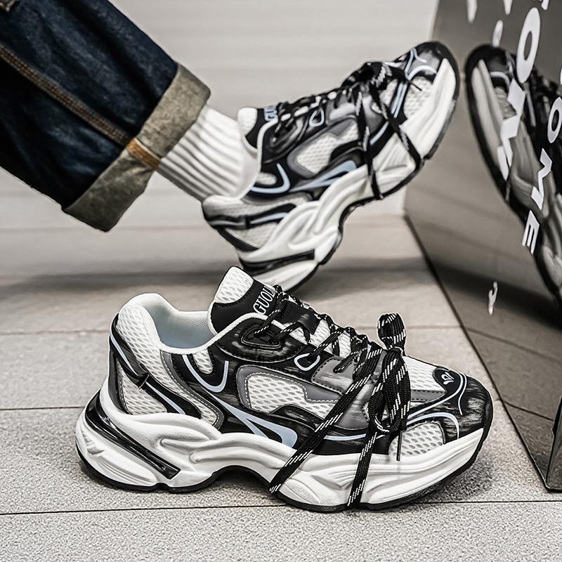 2026 New Men Thick Sole Height Increasing Shoes, Fashion Casual Mesh Sneakers, Trend Comfort Breathable Low-top Dad Footwear
