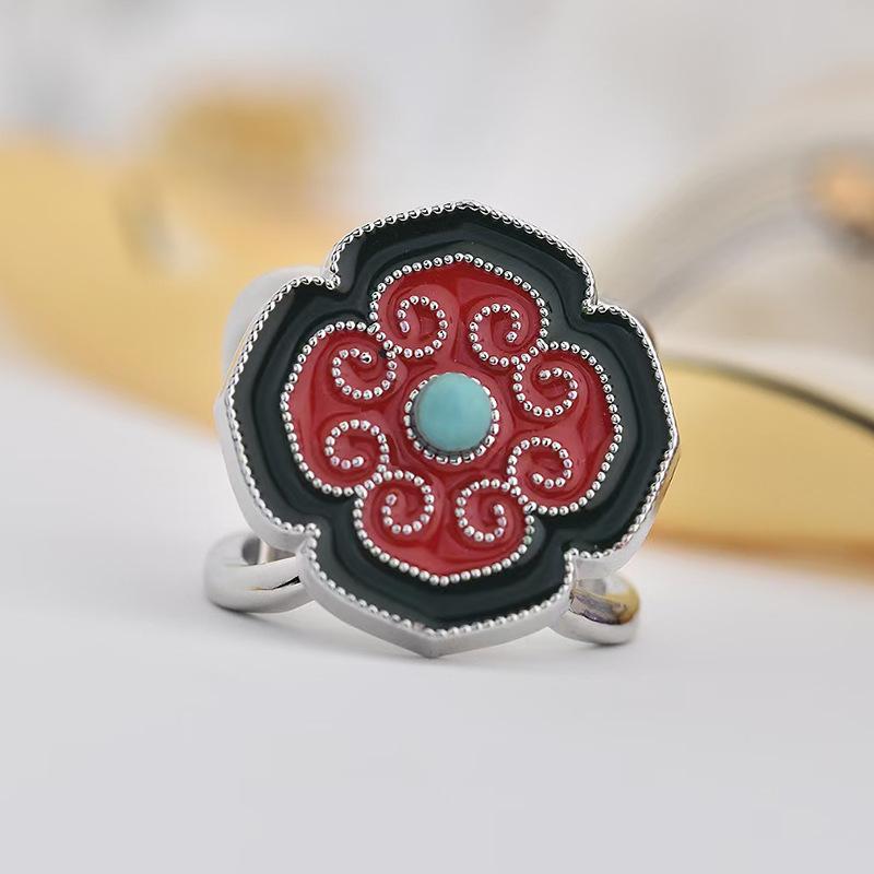 Neue Kamelien-Seidenschalschnalle, französische Retro-Perlenschalschnalle, quadratische Ringschnalle, orangefarbene Kristallschalschnalle für Frauen