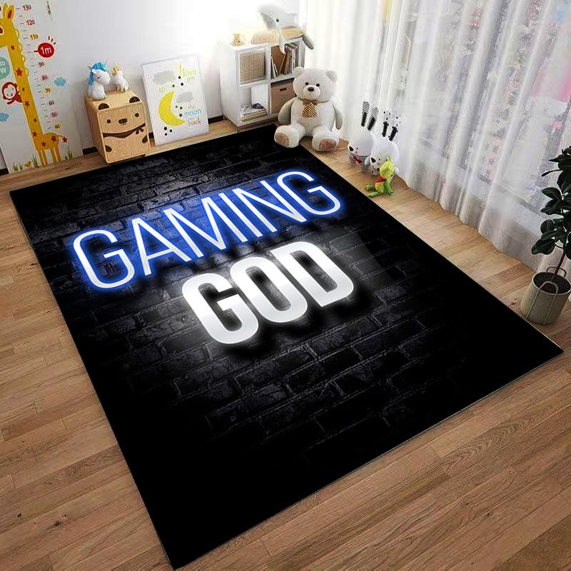 Gaming God Print Carpet with Modern Brick Wall Background Pattern Suitable for Use As an Anti-slip for Living Room Bedroom Sofas