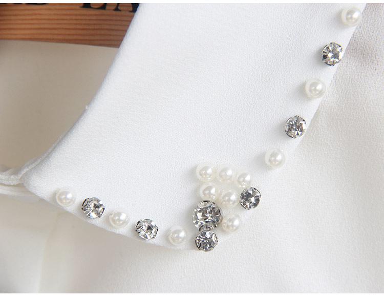 Women's Rhinestone Pearl Chiffon Fake Collar - Winter Korean Style