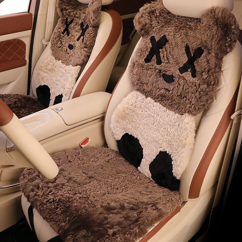 Soft Cartoon Car Warm Cushion Thickened Car Seat Cover Durable Bear Car Seat Cushion  Drive