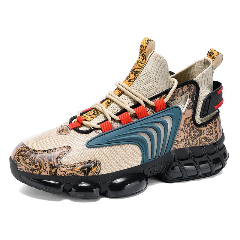 Autumn Outdoor Lightweight Men's Shoes Large Size Knife Peak Bottom Dad Shoes Casual Fly-woven Breathable Sneakers Men's Shoes