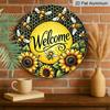 2D Flat, 1pc Vintage Honeycomb Bee & Sunflower Welcome Sign - Rustic Metal Wall Art with Golden/Yellow Honeybee Design, Welcome Lettering - Durable