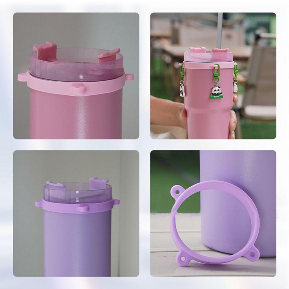 Portable Silicone Drawstring Ring Water Cup Handle Strap DIY Water Cup Handle Ring Bottle Sleeve Silicone Ring Strap for Cup
