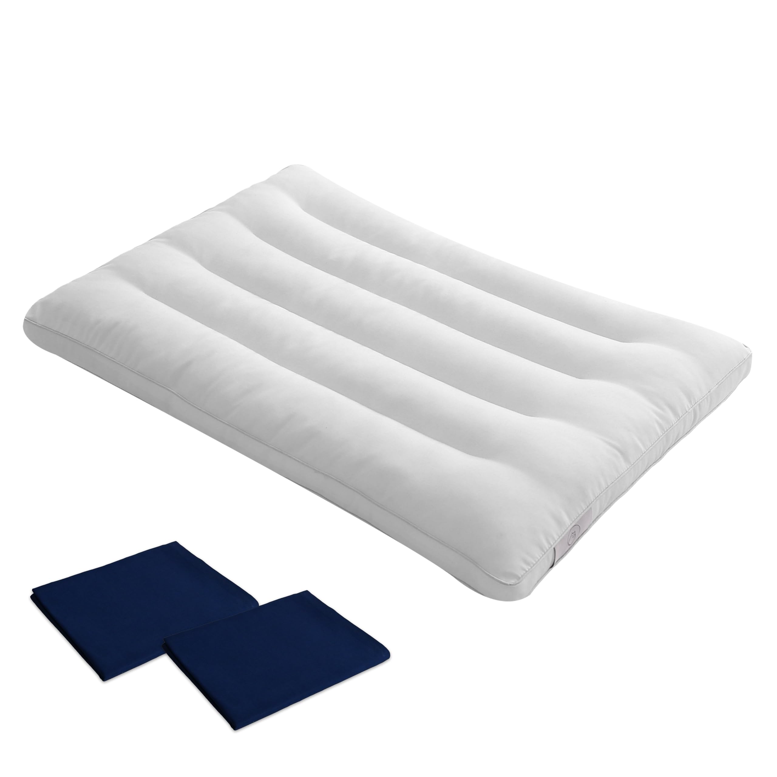 

low 3cm This low pillow promotes natural posture and is gentle on the neck and Suitable for both back and side designed to reduce neck white two blue