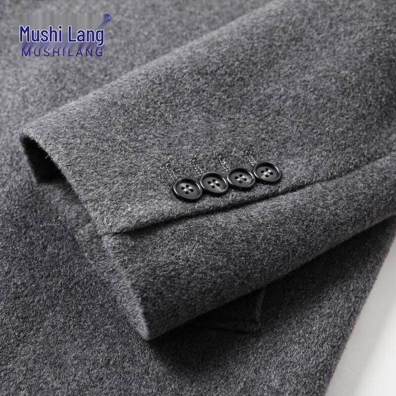 MUSHILANG Men's Wool Blend Long Business Casual Overcoat with Duck Down Liner