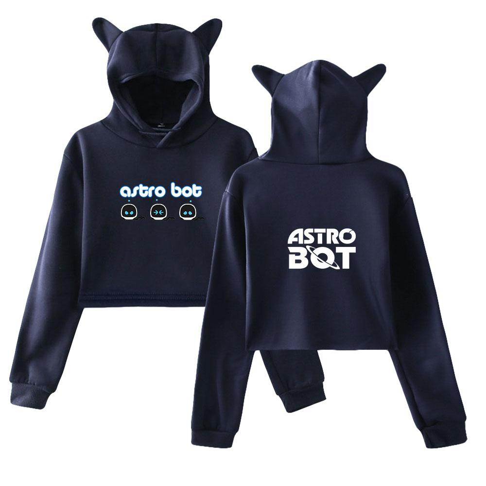 New Astro Bot Pullover Girls Casual Cat Cropped Hoodies Female Long Sleeve Sweatshirts Crop Top Women's Hoodie Sexy Tops