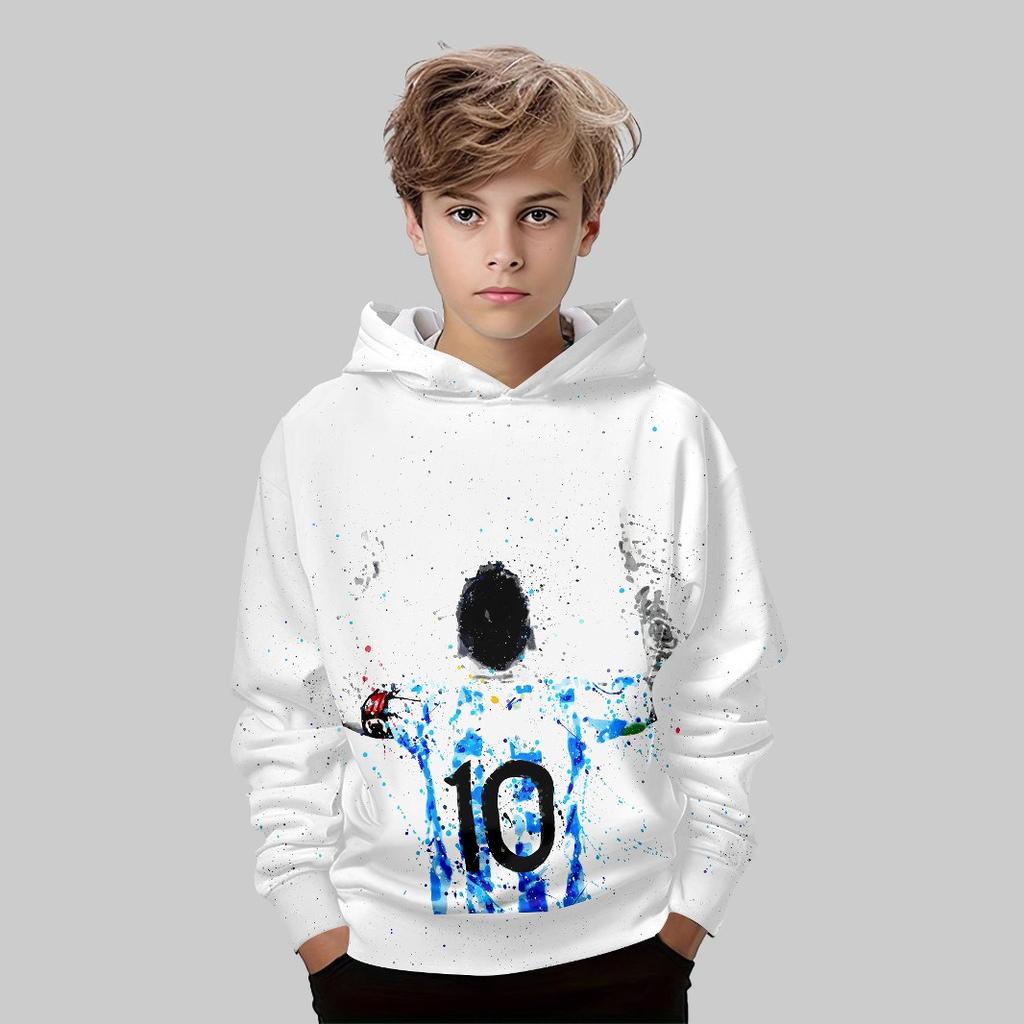 Autumn 3D Football Printed Hoodies Fashionable Casual Sports Long Sleeved Children's Boy Hooded Sweatshirts