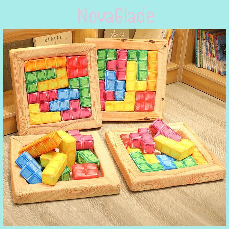 Adorable Cartoon Tetris Plush Cushion Toy Soft Crystal Velvet Sofa Pillow
