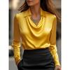 2025 Stylish Simple Cowl Neck Shirt Collar Women's Top