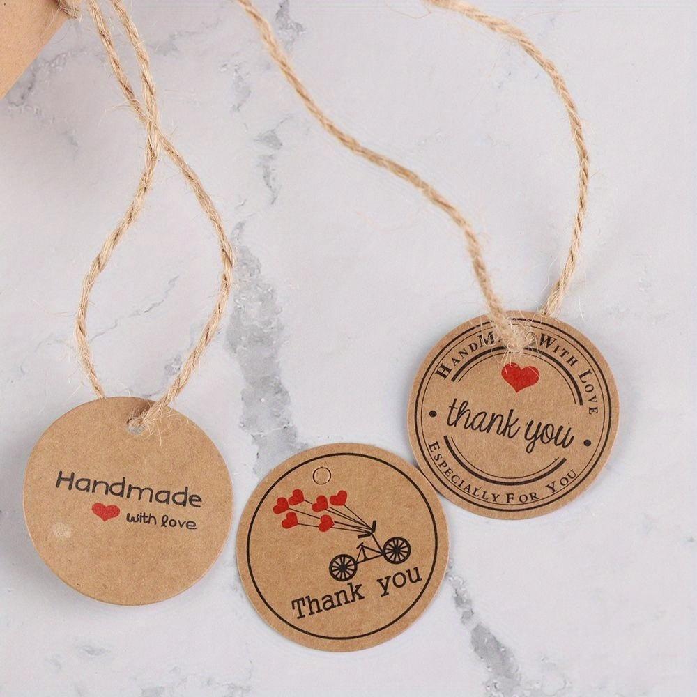 200PCS Labels Thank You Handmade Hang Tags Gift Bag Hang Tags Candy Boxes Price Kraft Paper Label Packaging Wishing Bottle Craft