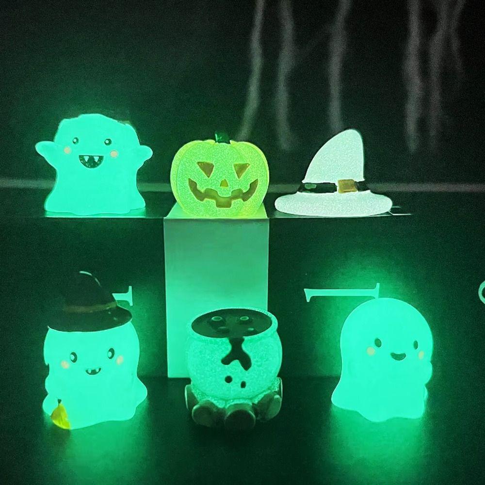Pumpkin Halloween Ghost Miniatures DIY Ghost Ornament Creative Halloween Luminous Ornament Desktop