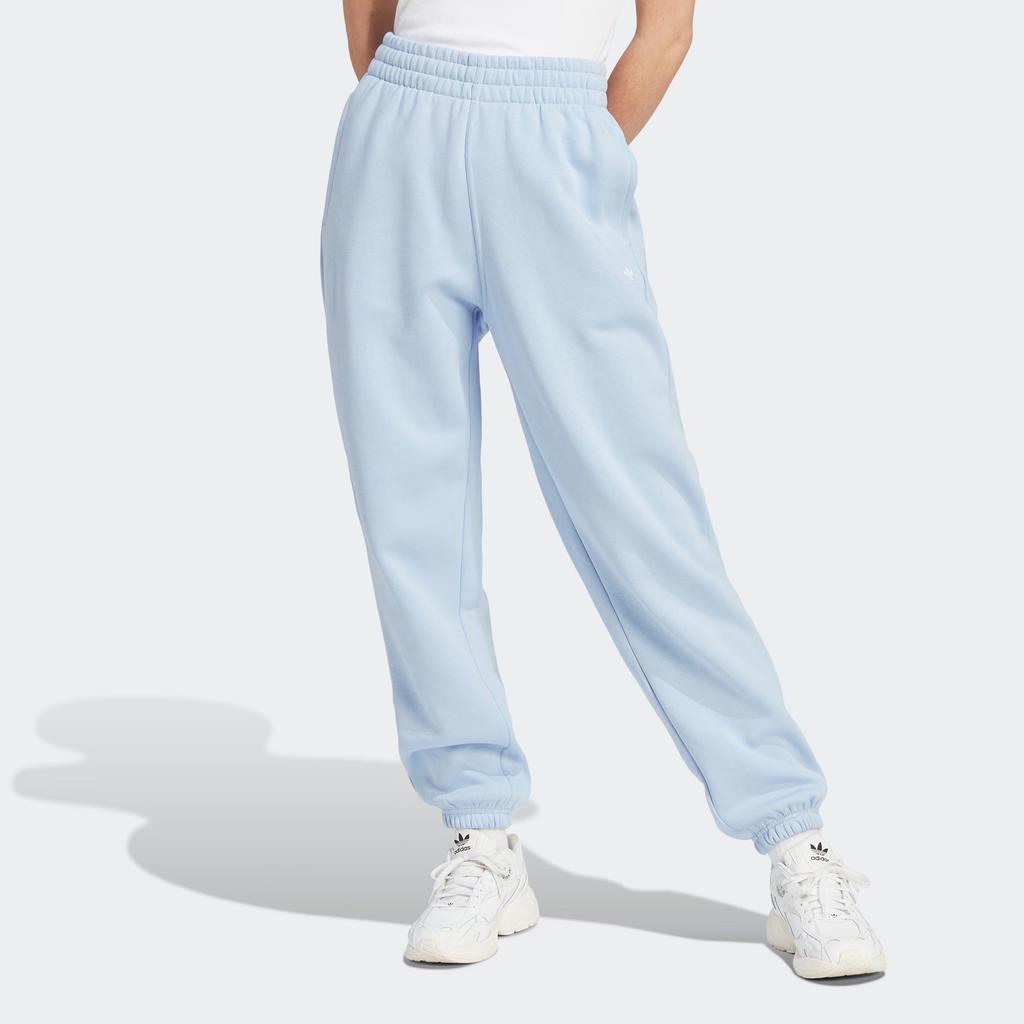 Adidas Originals Solid Color Embroidered Logo Casual Cuffed Sports Pants Women Bottoms Light-Pink Blue IK7687