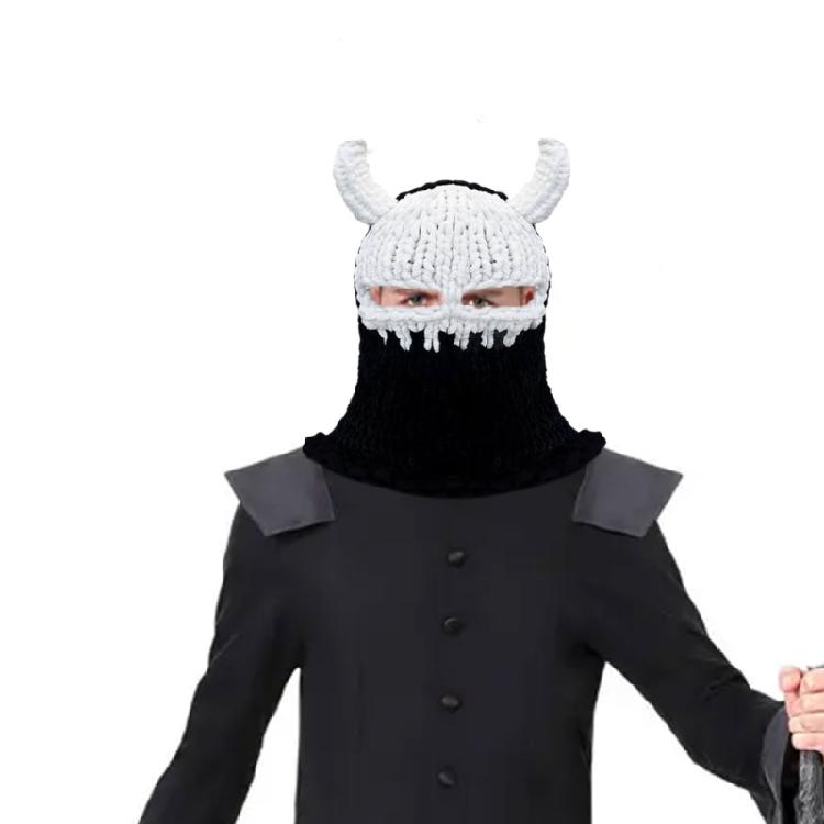 Devil Horn Face Cover Hat Knitted Balaclava Caps for Adult Teens Winter Warm Hat Adult Halloween Cosplay Costume Headwear
