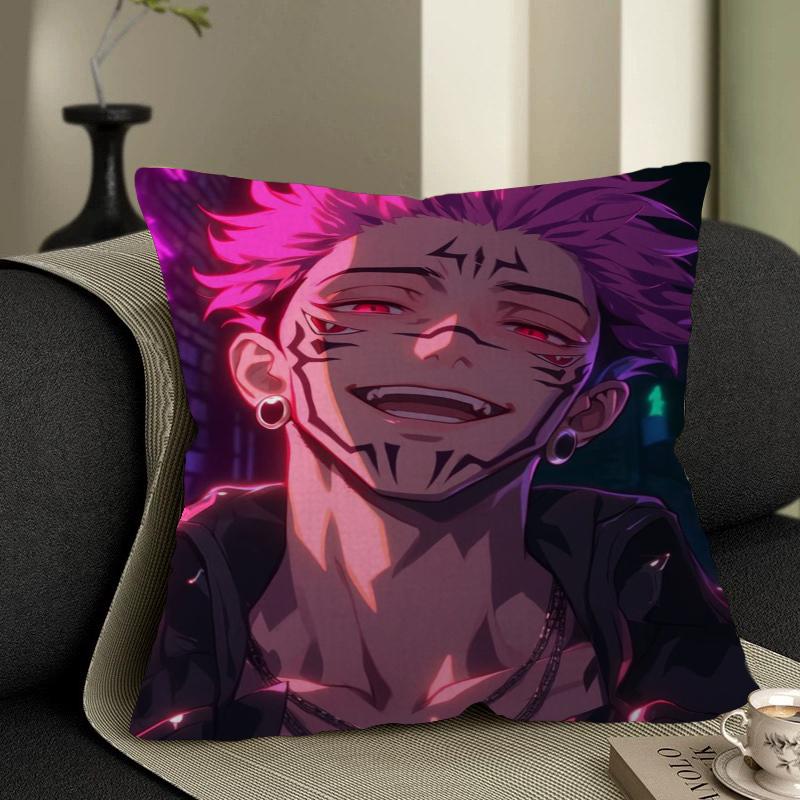 Poduszka Anime R-Ryomen S-Sukuna Poduszka Anime Pokrowiec na Poszewkę Poduszki na Kanapę Łóżko Zagłówek Pokrowiec na Poduszkę 45x45 Cm Modny