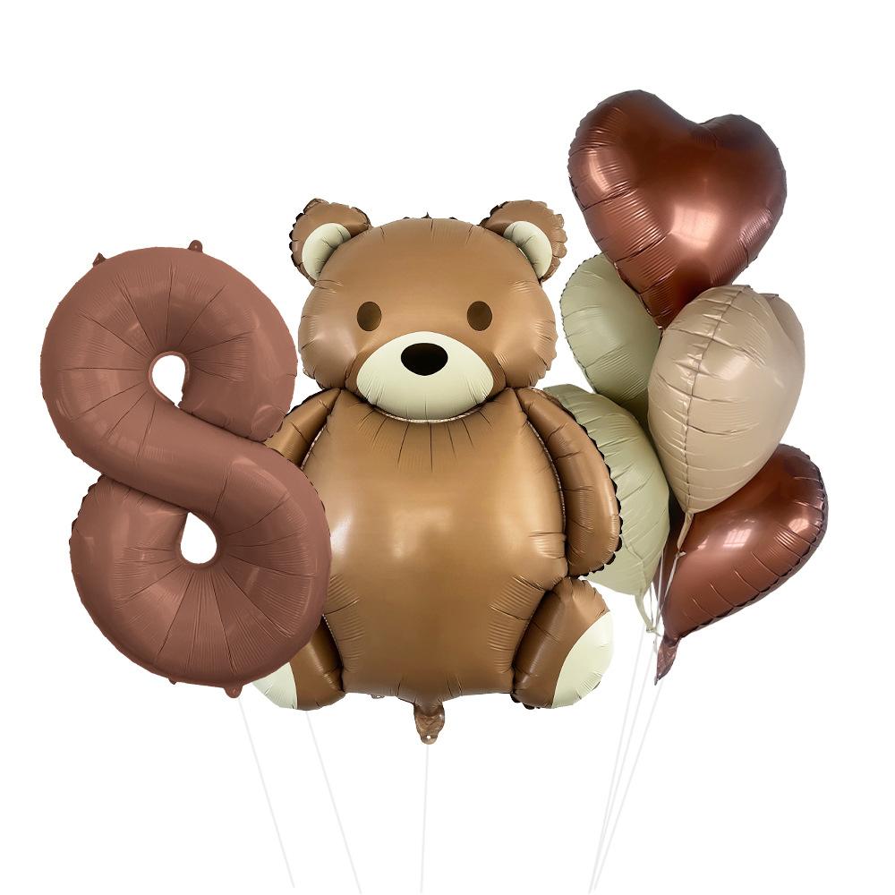 Matte Bear Aluminum Film Balloon Set Love Digital Children'S Birthday Party Decoration Decoration Bear Birthday Party