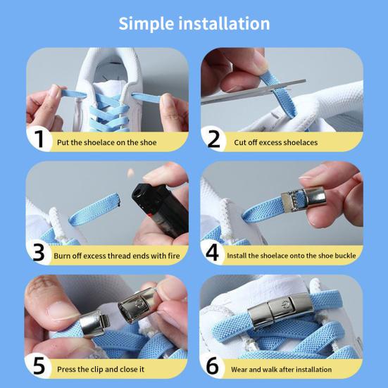 2Pcs Shoes Laces Fastener No Tie Shoelaces Press Type Creative Elastic Shoelace Lock Buckle Shoes Accessories