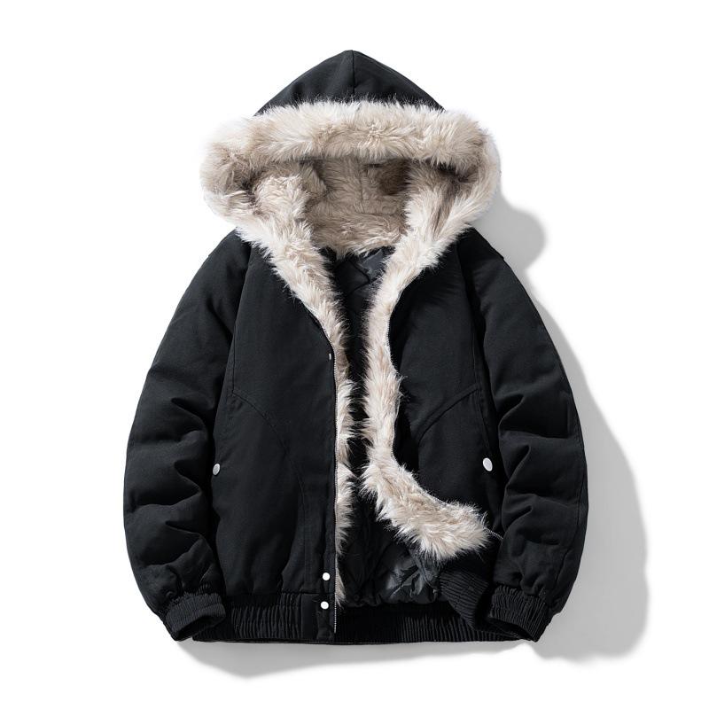 Unisex Thick Plush Vulture Hooded Cotton Winter Jacket