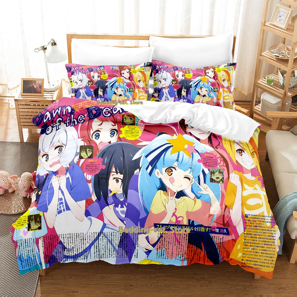 2023 Neues Zombie Land Saga Bettwäscheset Einzelbett Twin Full Queen King Size Bettwäscheset für Erwachsene Kinder Schlafzimmer Bettbezug-Sets Anime Bett